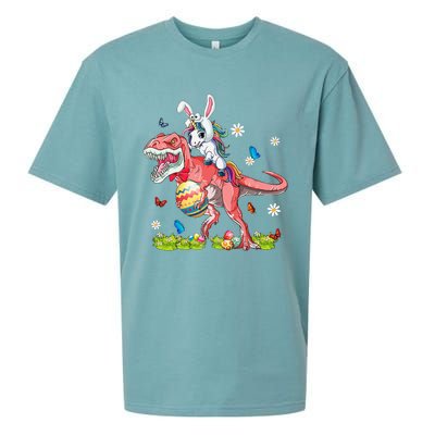 Dinosaur Easter Day Unicorn Riding Trex Funny Unicorn Sueded Cloud Jersey T-Shirt