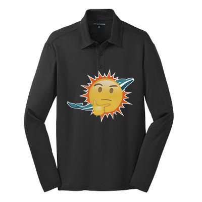 Dolphins Emoji Silk Touch Performance Long Sleeve Polo