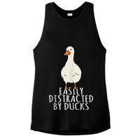Duck Easily Distracted By Ducks Ladies PosiCharge Tri-Blend Wicking Tank