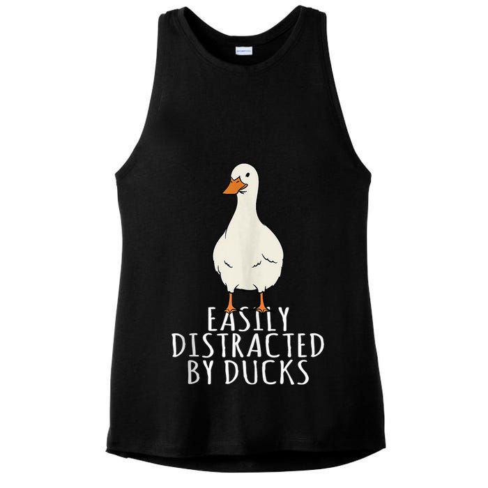 Duck Easily Distracted By Ducks Ladies PosiCharge Tri-Blend Wicking Tank