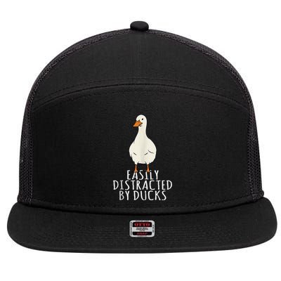Duck Easily Distracted By Ducks 7 Panel Mesh Trucker Snapback Hat