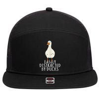 Duck Easily Distracted By Ducks 7 Panel Mesh Trucker Snapback Hat