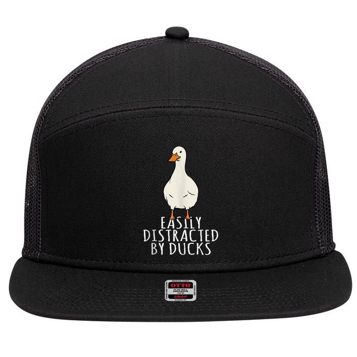 Duck Easily Distracted By Ducks 7 Panel Mesh Trucker Snapback Hat