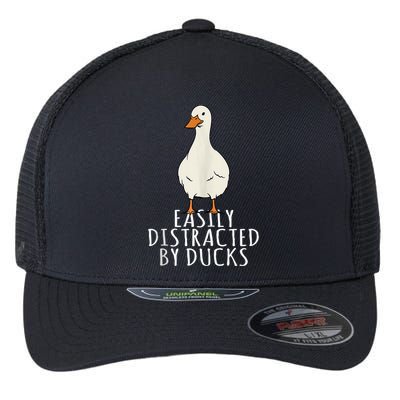 Duck Easily Distracted By Ducks Flexfit Unipanel Trucker Cap