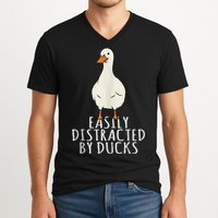 Duck Easily Distracted By Ducks V-Neck T-Shirt