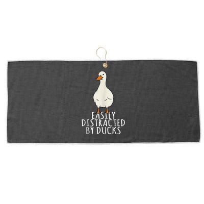 Duck Easily Distracted By Ducks Large Microfiber Waffle Golf Towel