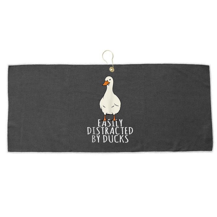 Duck Easily Distracted By Ducks Large Microfiber Waffle Golf Towel
