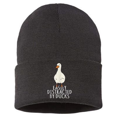 Duck Easily Distracted By Ducks Sustainable Knit Beanie
