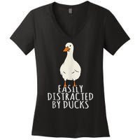 Duck Easily Distracted By Ducks Women's V-Neck T-Shirt