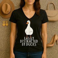 Duck Easily Distracted By Ducks Women's V-Neck T-Shirt