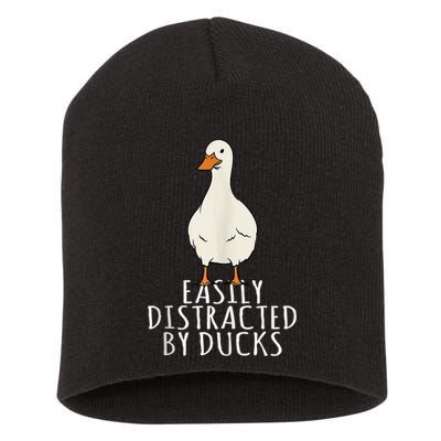 Duck Easily Distracted By Ducks Short Acrylic Beanie