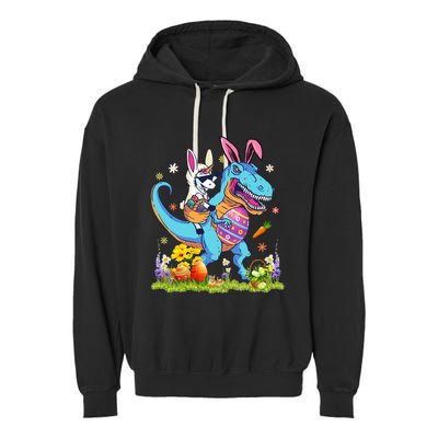 Dinosaur Easter Day Unicorn Riding Trex Bunny Costume Garment-Dyed Fleece Hoodie