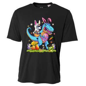 Dinosaur Easter Day Unicorn Riding Trex Bunny Costume Cooling Performance Crew T-Shirt