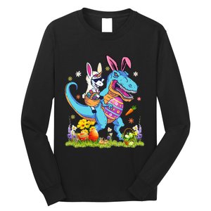 Dinosaur Easter Day Unicorn Riding Trex Bunny Costume Long Sleeve Shirt