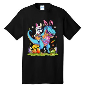 Dinosaur Easter Day Unicorn Riding Trex Bunny Costume Tall T-Shirt