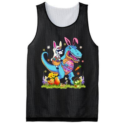 Dinosaur Easter Day Unicorn Riding Trex Bunny Costume Mesh Reversible Basketball Jersey Tank