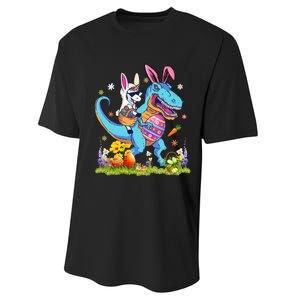 Dinosaur Easter Day Unicorn Riding Trex Bunny Costume Performance Sprint T-Shirt