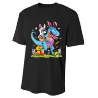 Dinosaur Easter Day Unicorn Riding Trex Bunny Costume Performance Sprint T-Shirt