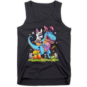 Dinosaur Easter Day Unicorn Riding Trex Bunny Costume Tank Top