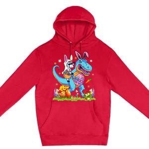 Dinosaur Easter Day Unicorn Riding Trex Bunny Costume Premium Pullover Hoodie