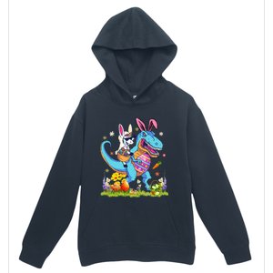 Dinosaur Easter Day Unicorn Riding Trex Bunny Costume Urban Pullover Hoodie