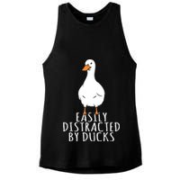 Duck Easily Distracted By Ducks Ladies PosiCharge Tri-Blend Wicking Tank