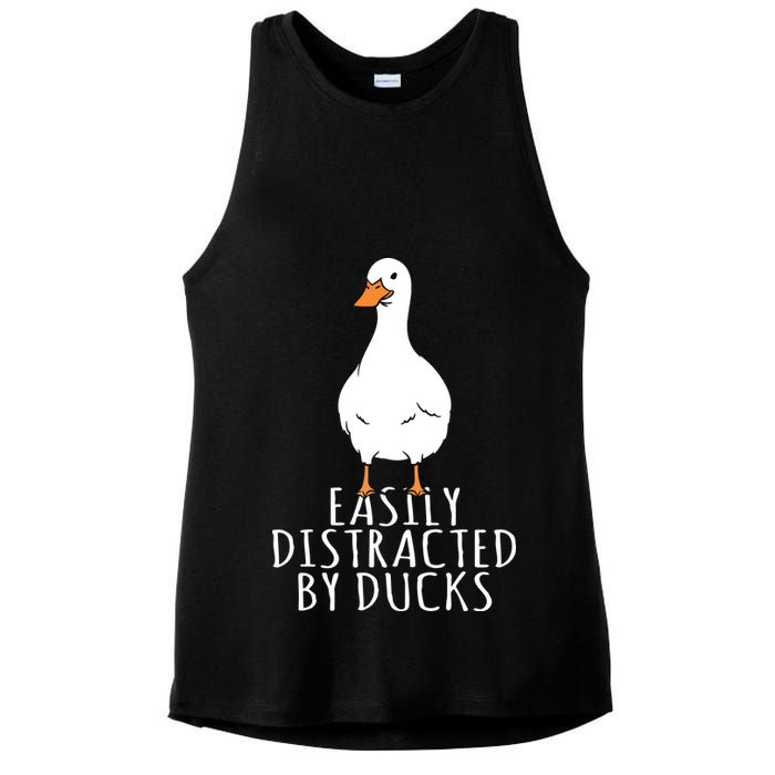 Duck Easily Distracted By Ducks Ladies PosiCharge Tri-Blend Wicking Tank