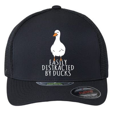 Duck Easily Distracted By Ducks Flexfit Unipanel Trucker Cap