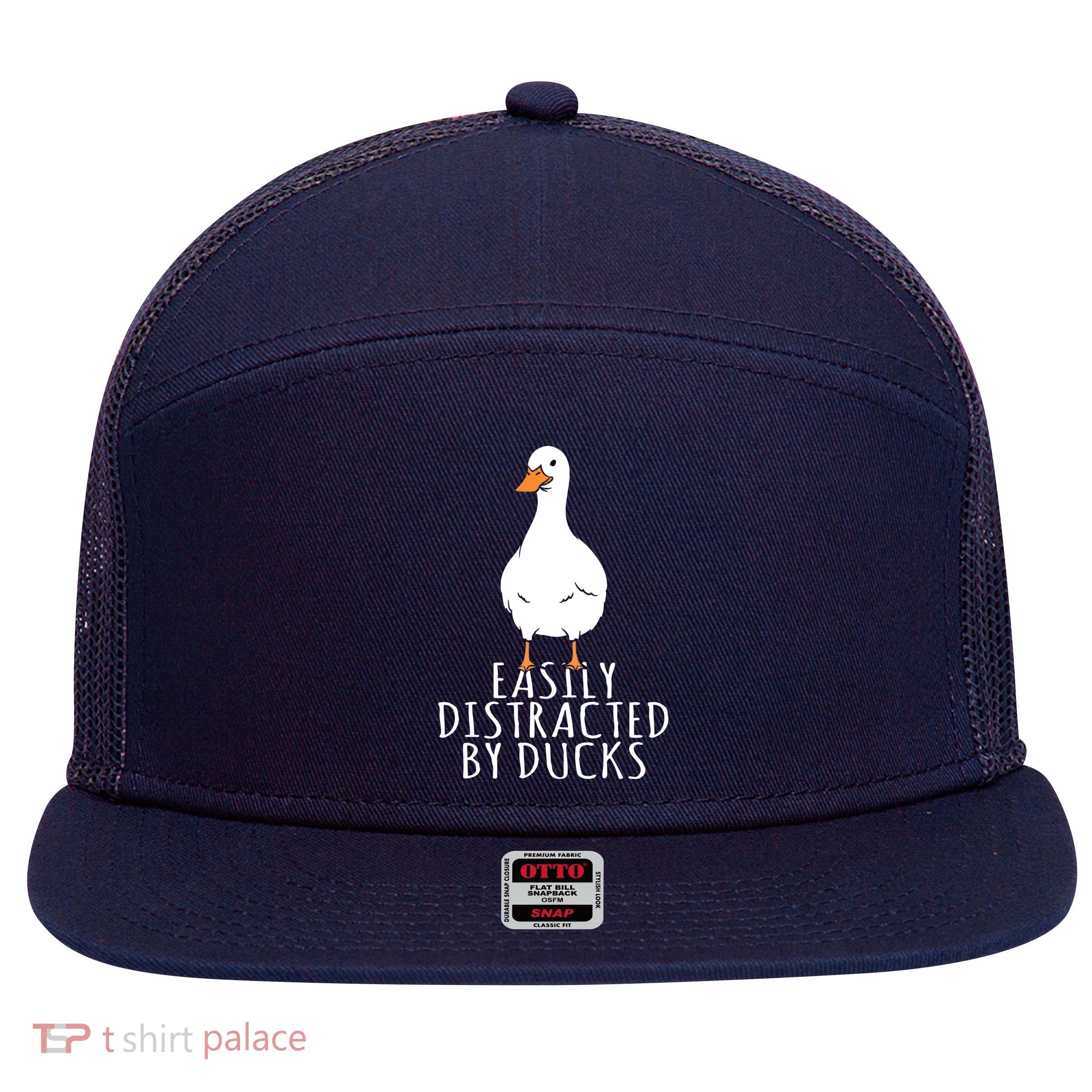 Duck Easily Distracted By Ducks 7 Panel Mesh Trucker Snapback Hat