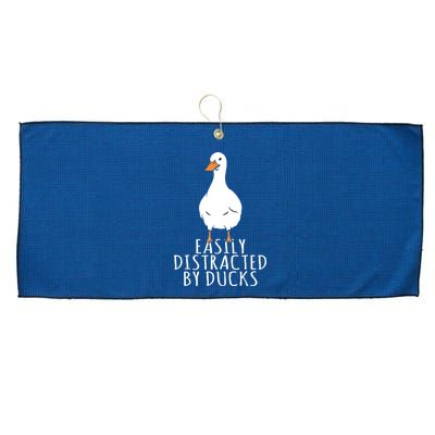 Duck Easily Distracted By Ducks Large Microfiber Waffle Golf Towel