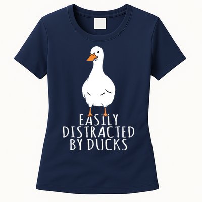 Duck Easily Distracted By Ducks Womens T-Shirt