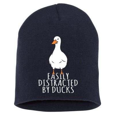 Duck Easily Distracted By Ducks Short Acrylic Beanie