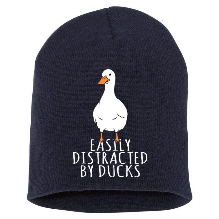 Duck Easily Distracted By Ducks Short Acrylic Beanie