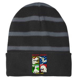 Dinosaur Explorer Striped Beanie with Solid Band