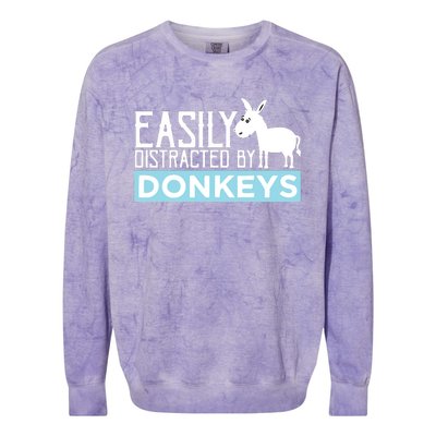 Donkeys Easily Distracted Donkey Gifts For Donkey Lovers Colorblast Crewneck Sweatshirt