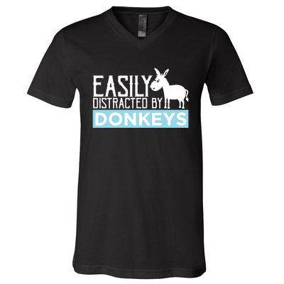 Donkeys Easily Distracted Donkey Gifts For Donkey Lovers V-Neck T-Shirt