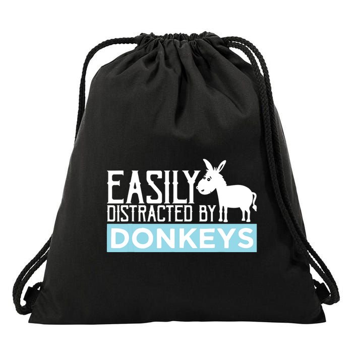 Donkeys Easily Distracted Donkey Gifts For Donkey Lovers Drawstring Bag