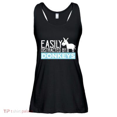 Donkeys Easily Distracted Donkey Gifts For Donkey Lovers Ladies Essential Flowy Tank