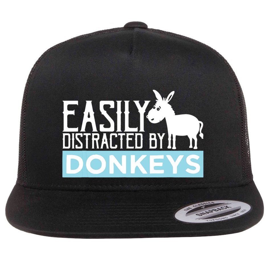 Donkeys Easily Distracted Donkey Gifts For Donkey Lovers Flat Bill Trucker Hat
