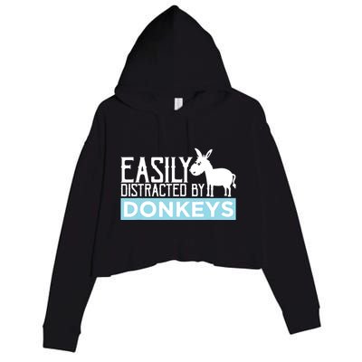 Donkeys Easily Distracted Donkey Gifts For Donkey Lovers Crop Fleece Hoodie