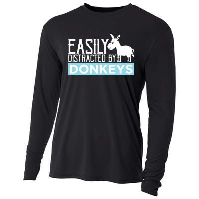 Donkeys Easily Distracted Donkey Gifts For Donkey Lovers Cooling Performance Long Sleeve Crew