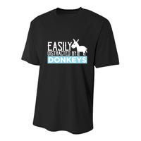 Donkeys Easily Distracted Donkey Gifts For Donkey Lovers Youth Performance Sprint T-Shirt
