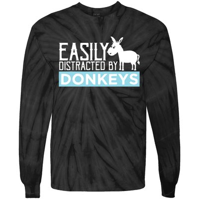 Donkeys Easily Distracted Donkey Gifts For Donkey Lovers Tie-Dye Long Sleeve Shirt