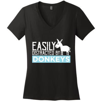 Donkeys Easily Distracted Donkey Gifts For Donkey Lovers Women's V-Neck T-Shirt