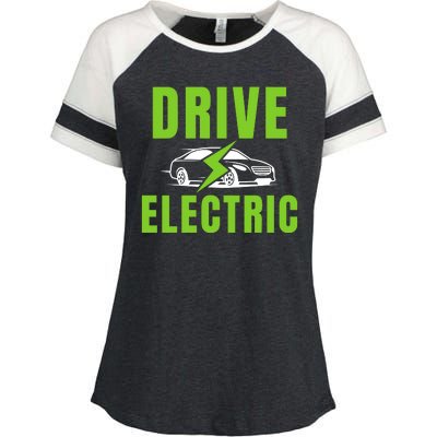 Drive Electric, Drive EVs, EV Life, Funny Electric Vehicle Enza Ladies Jersey Colorblock Tee