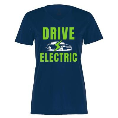 Drive Electric, Drive EVs, EV Life, Funny Electric Vehicle Women's Momentum V-Neck T-Shirt