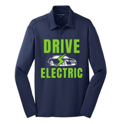 Drive Electric, Drive EVs, EV Life, Funny Electric Vehicle Silk Touch Performance Long Sleeve Polo