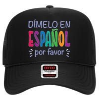 Dimelo En Espanol Bilingual Spanish Teacher High Crown Mesh Back Trucker Hat