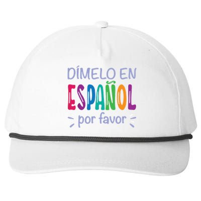 Dimelo En Espanol Bilingual Spanish Teacher Snapback Five-Panel Rope Hat