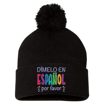 Dimelo En Espanol Bilingual Spanish Teacher Pom Pom 12in Knit Beanie